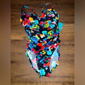 NWT Target Aquagreen Floral Whole Piece Swimsuit
